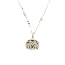 Collana ag.925 rodio con pendente chiama angeli con bimbi zirconi - Lungh.80 cm. - Cod.: COL.AG.02010