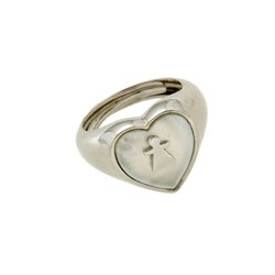 Anello argento 925 rodio regolabile Chevalier modello cuore con bimba e madreperla
